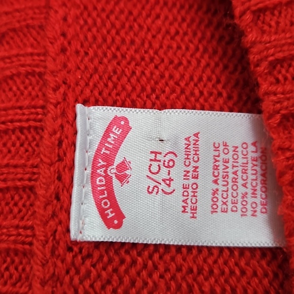 Girls' Red Christmas Pullover Sweater, Excellent Condition, (Size 4-6) - Picture 4 of 5